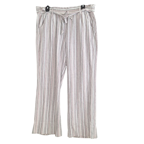 Jolt Pants - Cottagecore‎ Boho Linen Blend Resort Wear Chic Jolt Wide Leg Striped Pants XL